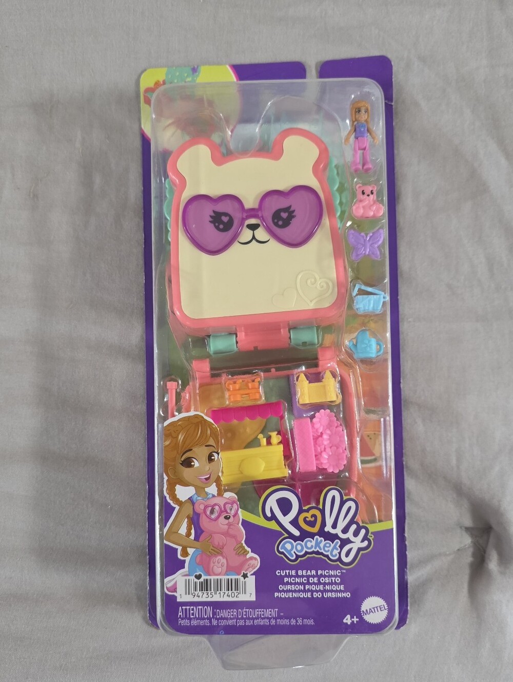 NEW Polly Pocket Cutie Bear Picnic Mini Doll Playset